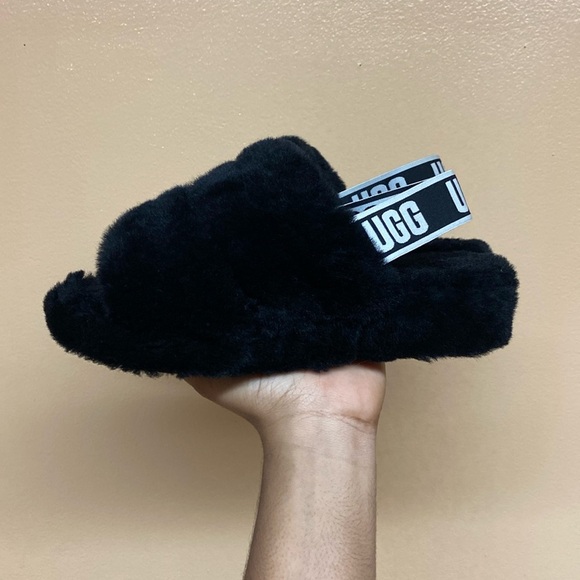 UGG Fluff Yeah Sandals “Black White” - Picture 3 of 16